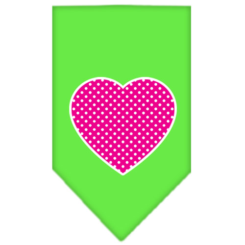 Pink Swiss Dot Heart Screen Print Bandana Lime Green Large